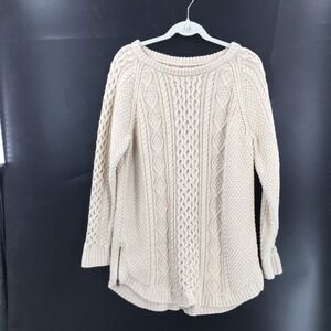 L.L. Signature 100% Cotton Fisherman Tunic Sweater classic coastal cable knit XL